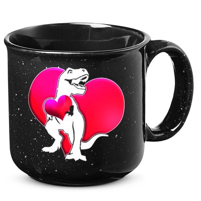 Tyrannosaurus Rex Valentine Heart Dinosaur  15oz Campfire Ceramic Mug