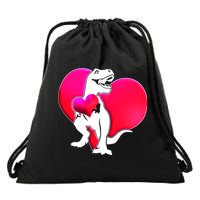 Tyrannosaurus Rex Valentine Heart Dinosaur  Drawstring Bag