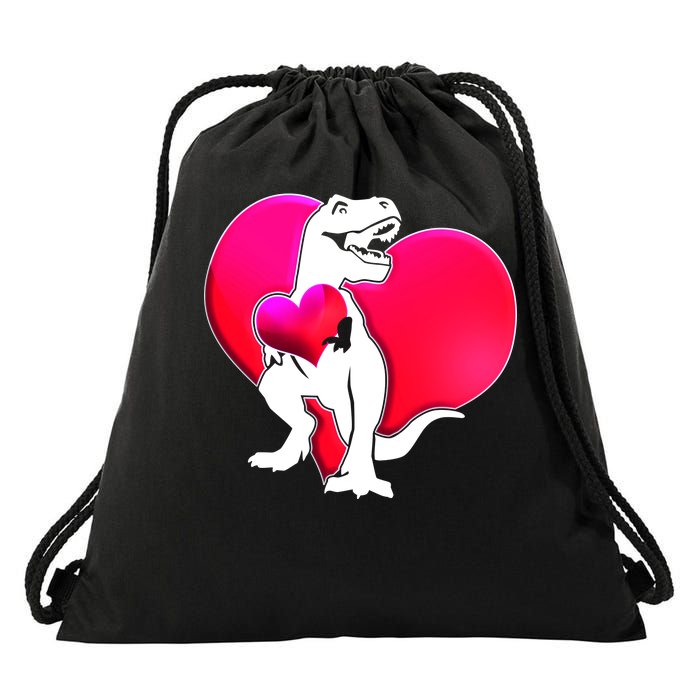 Tyrannosaurus Rex Valentine Heart Dinosaur  Drawstring Bag