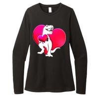 Tyrannosaurus Rex Valentine Heart Dinosaur  Womens CVC Long Sleeve Shirt