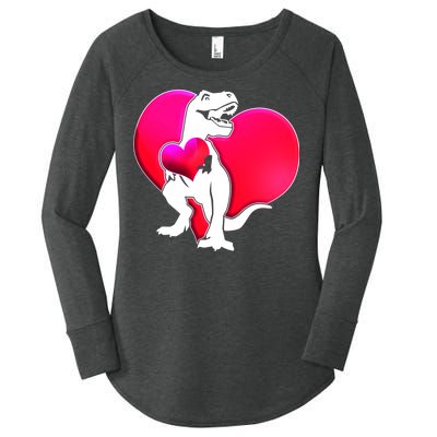 Tyrannosaurus Rex Valentine Heart Dinosaur  Women's Perfect Tri Tunic Long Sleeve Shirt