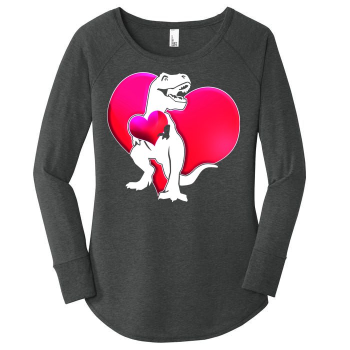 Tyrannosaurus Rex Valentine Heart Dinosaur  Women's Perfect Tri Tunic Long Sleeve Shirt