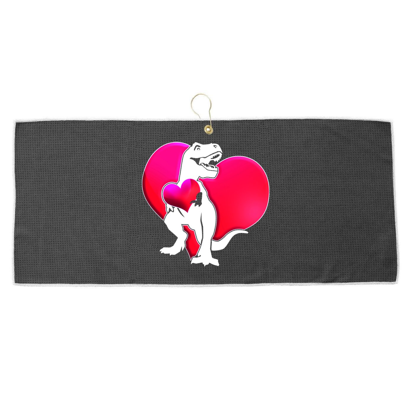 Tyrannosaurus Rex Valentine Heart Dinosaur  Large Microfiber Waffle Golf Towel