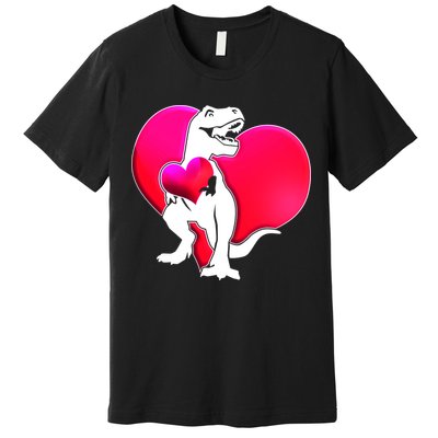 Tyrannosaurus Rex Valentine Heart Dinosaur  Premium T-Shirt