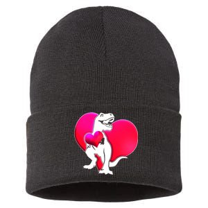 Tyrannosaurus Rex Valentine Heart Dinosaur  Sustainable Knit Beanie