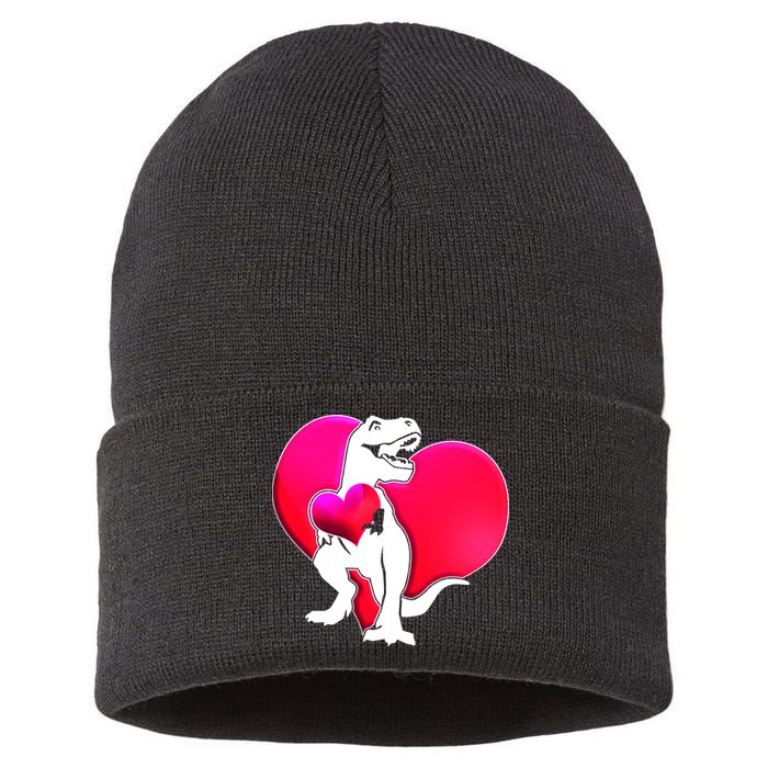 Tyrannosaurus Rex Valentine Heart Dinosaur  Sustainable Knit Beanie