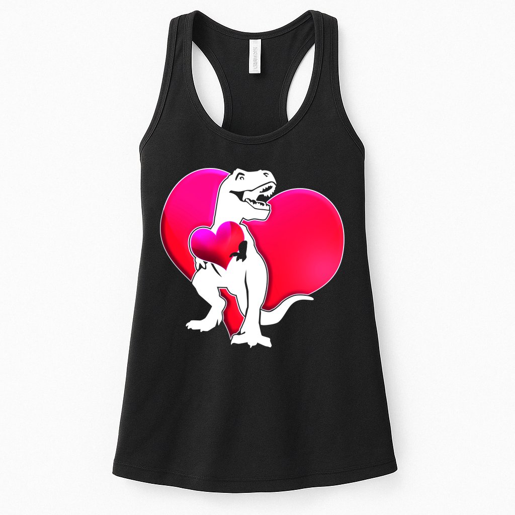 Tyrannosaurus Rex Valentine Heart Dinosaur  Womens Tank Top