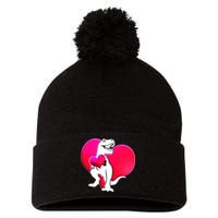 Tyrannosaurus Rex Valentine Heart Dinosaur  Pom Pom 12in Knit Beanie