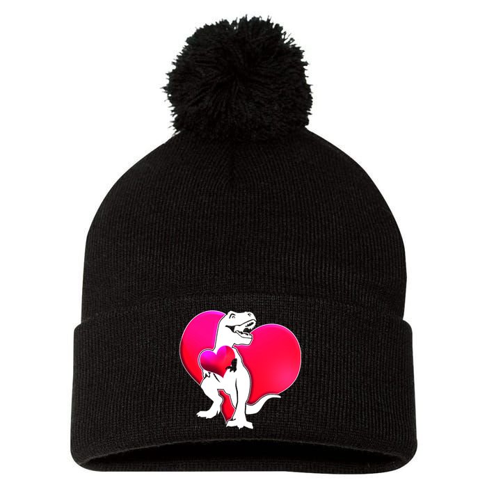 Tyrannosaurus Rex Valentine Heart Dinosaur  Pom Pom 12in Knit Beanie