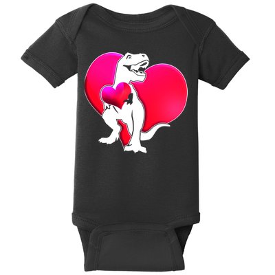 Tyrannosaurus Rex Valentine Heart Dinosaur  Baby Bodysuit