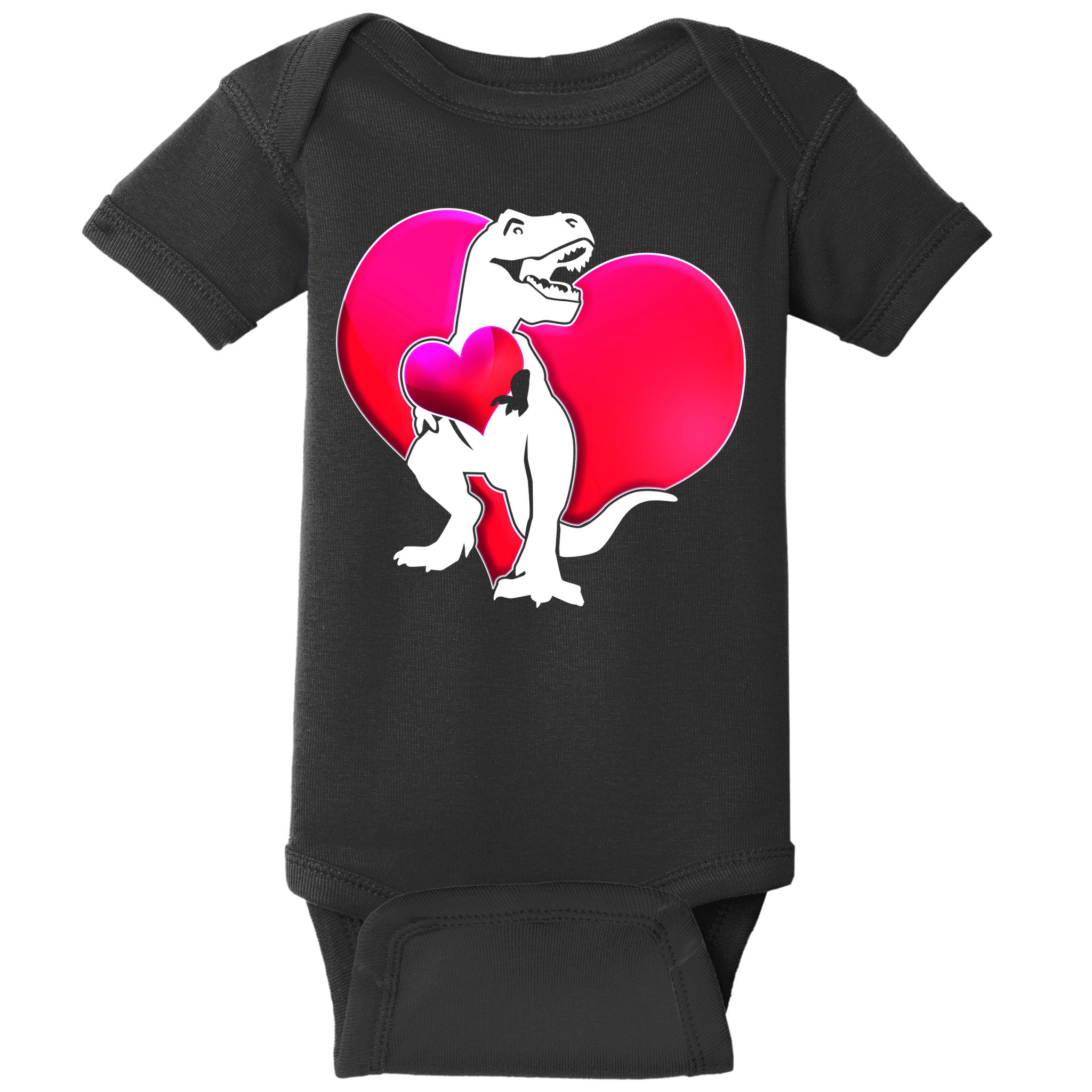 Tyrannosaurus Rex Valentine Heart Dinosaur  Baby Bodysuit