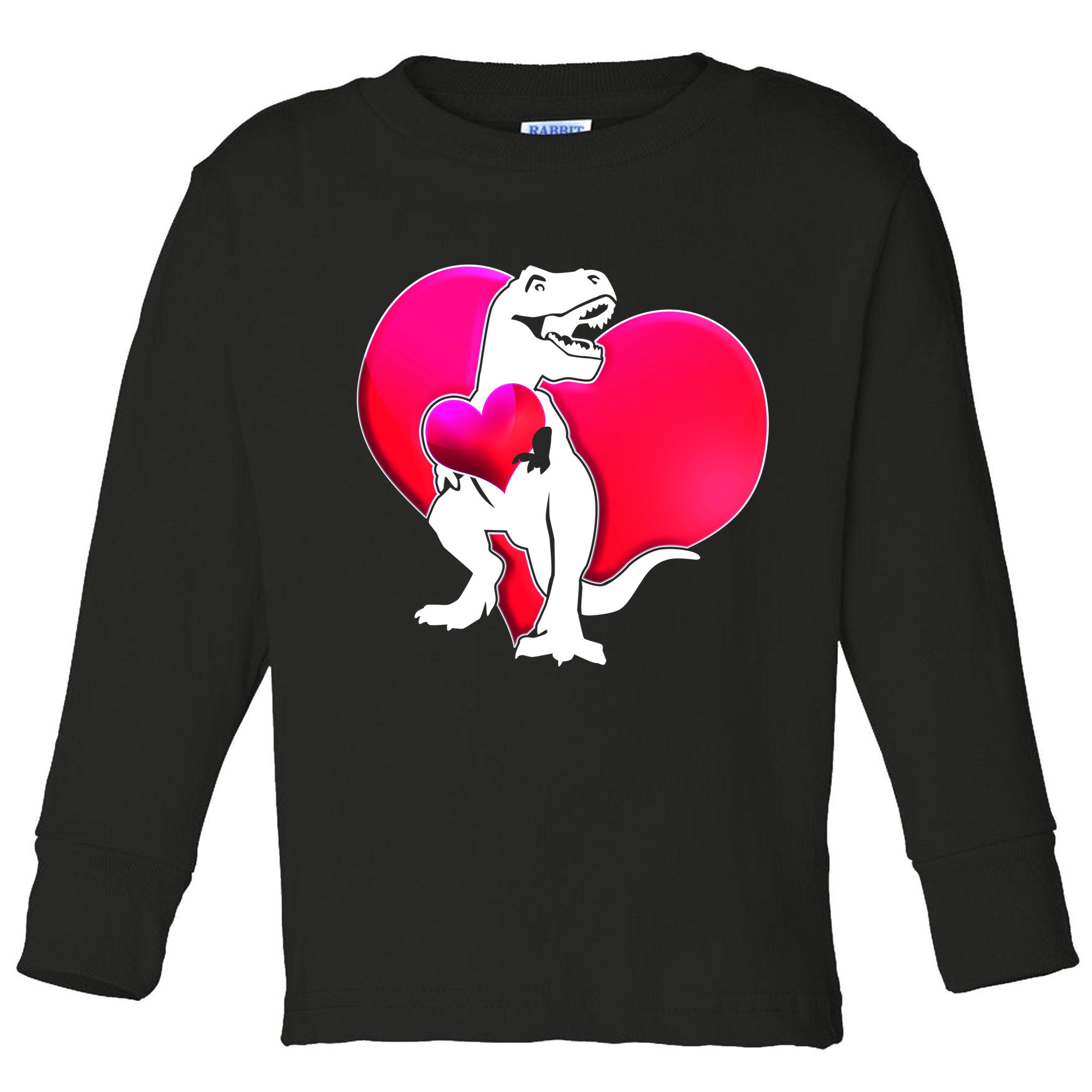 Tyrannosaurus Rex Valentine Heart Dinosaur  Toddler Long Sleeve Shirt