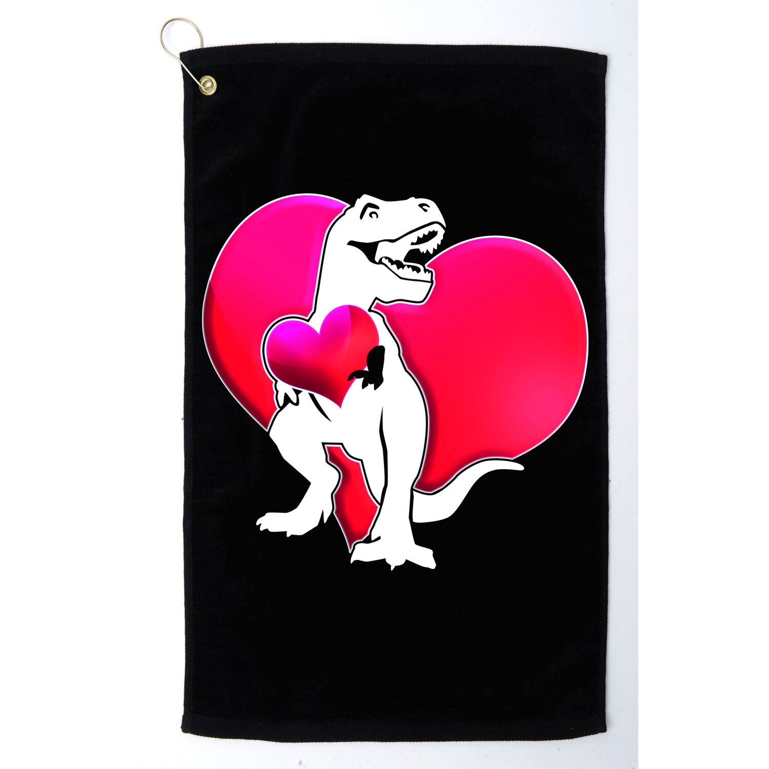 Tyrannosaurus Rex Valentine Heart Dinosaur  Golf Towel