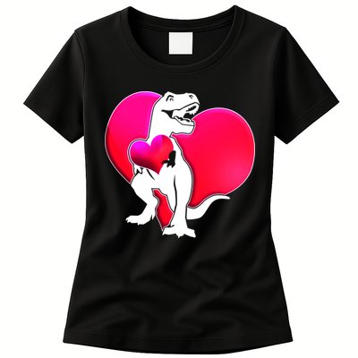 Tyrannosaurus Rex Valentine Heart Dinosaur  Womens T-Shirt