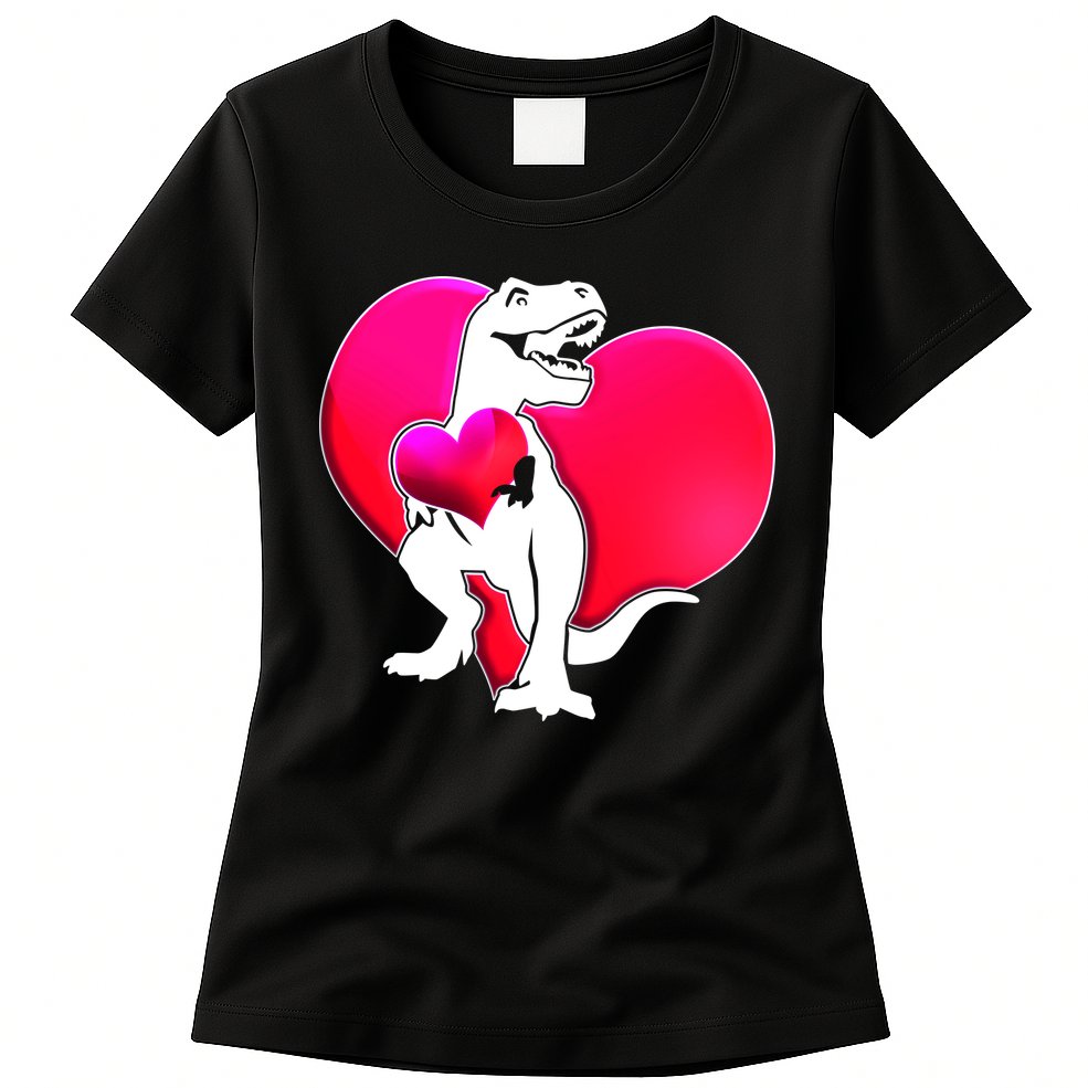 Tyrannosaurus Rex Valentine Heart Dinosaur  Womens T-Shirt