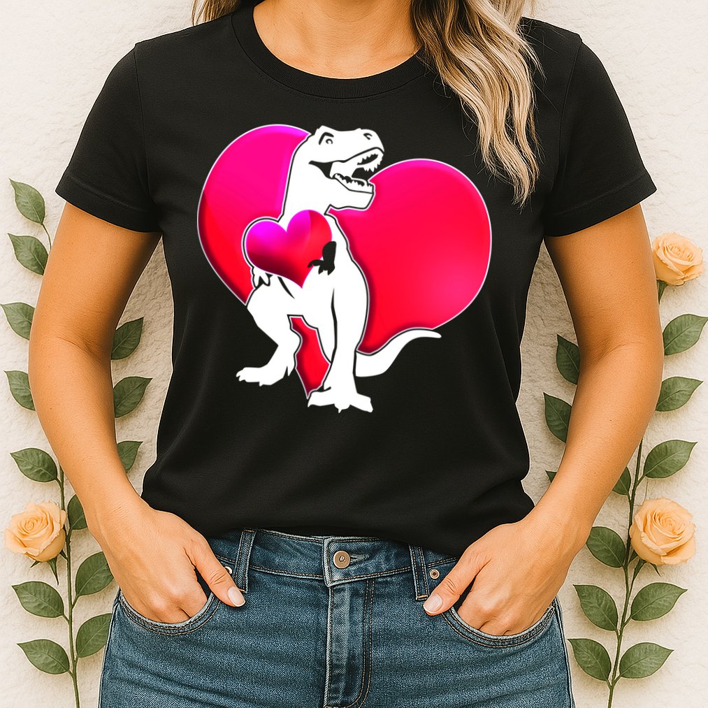 Tyrannosaurus Rex Valentine Heart Dinosaur  Womens T-Shirt