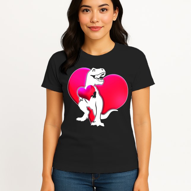 Tyrannosaurus Rex Valentine Heart Dinosaur  Womens T-Shirt