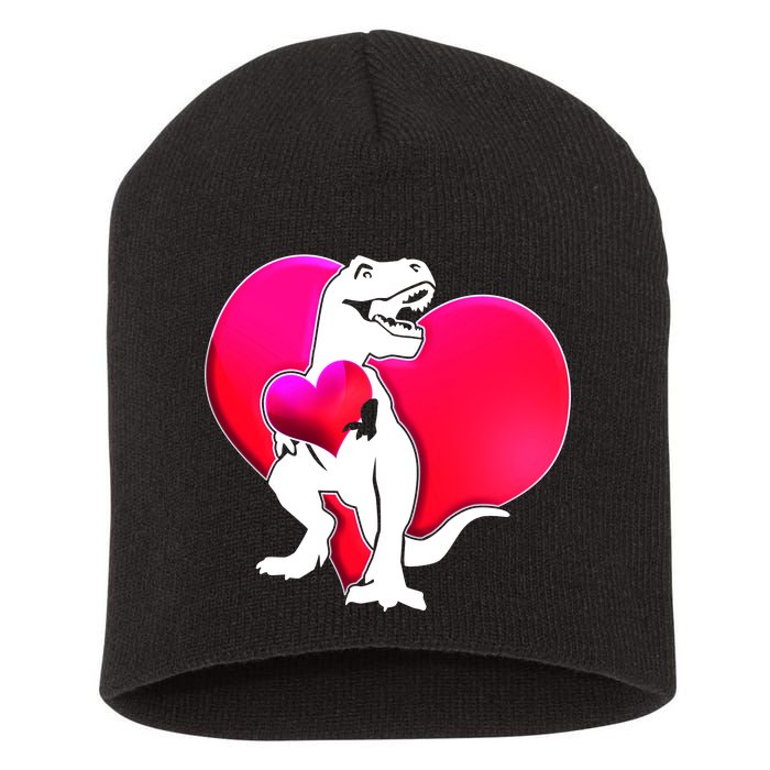 Tyrannosaurus Rex Valentine Heart Dinosaur  Short Acrylic Beanie