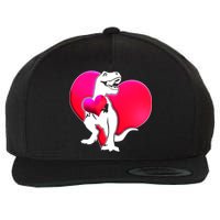 Tyrannosaurus Rex Valentine Heart Dinosaur  Wool Snapback Cap