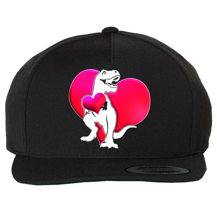 Tyrannosaurus Rex Valentine Heart Dinosaur  Wool Snapback Cap