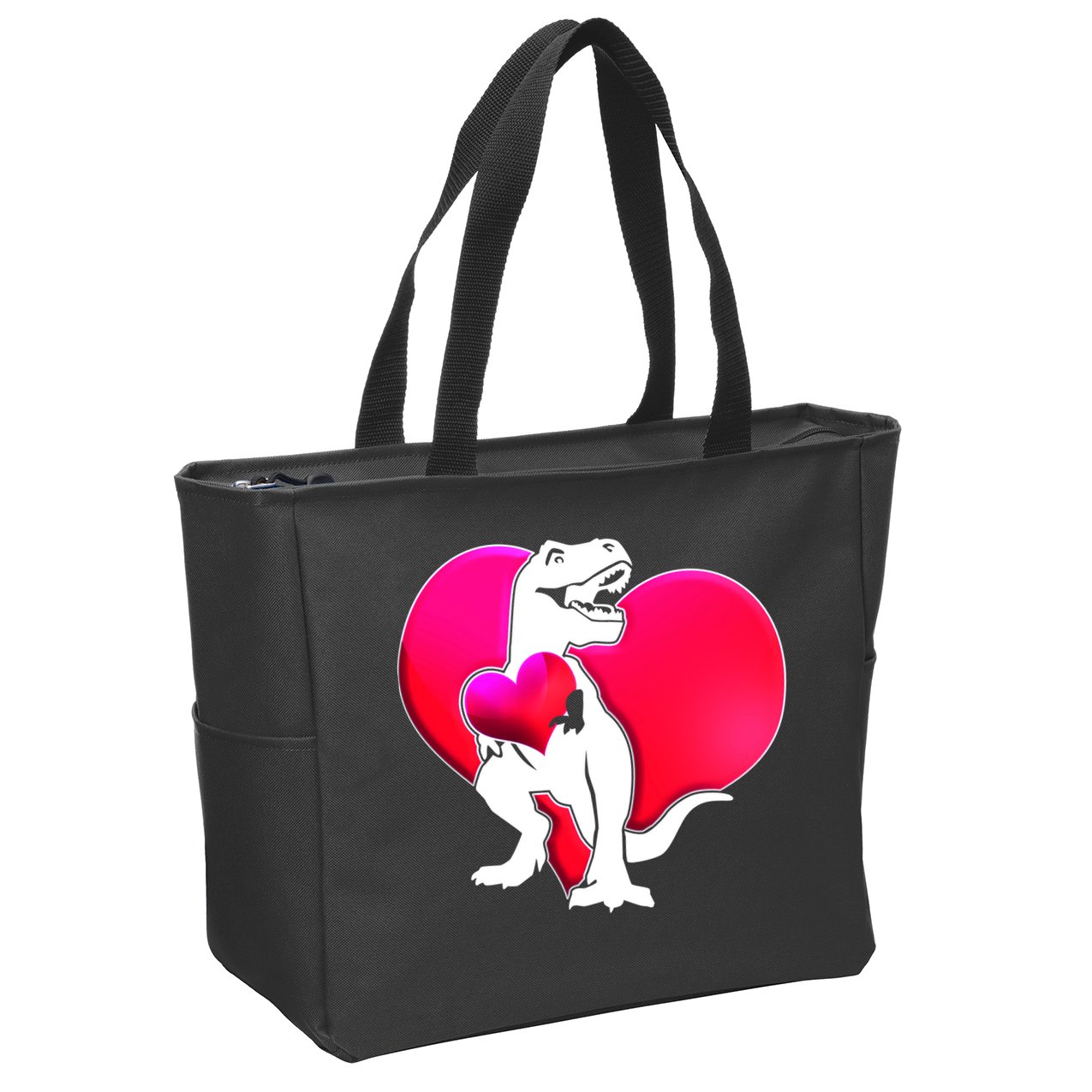 Tyrannosaurus Rex Valentine Heart Dinosaur  Zip Tote Bag