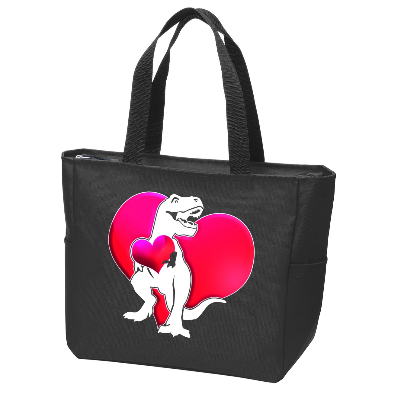 Tyrannosaurus Rex Valentine Heart Dinosaur  Zip Tote Bag