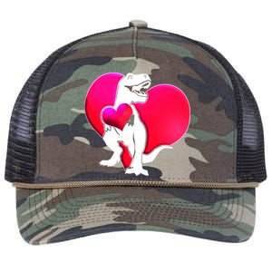 Tyrannosaurus Rex Valentine Heart Dinosaur  Retro Rope Trucker Hat Cap