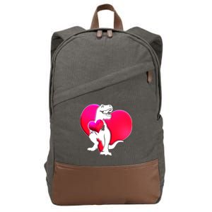 Tyrannosaurus Rex Valentine Heart Dinosaur  Cotton Canvas Backpack