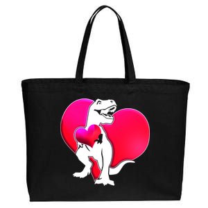 Tyrannosaurus Rex Valentine Heart Dinosaur  Cotton Canvas Jumbo Tote