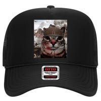 Thousand Yard Stare Funny Soldier Cat Meme In Battlefield High Crown Mesh Back Trucker Hat