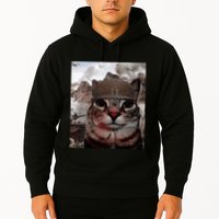 Thousand Yard Stare Funny Soldier Cat Meme In Battlefield Hoodie