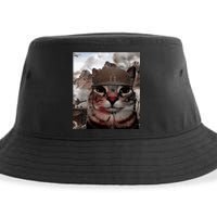 Thousand Yard Stare Funny Soldier Cat Meme In Battlefield Sustainable Bucket Hat