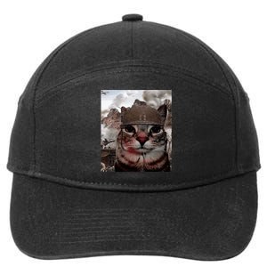 Thousand Yard Stare Funny Soldier Cat Meme In Battlefield 7-Panel Snapback Hat