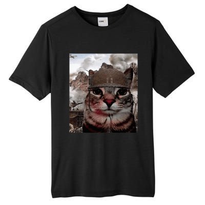 Thousand Yard Stare Funny Soldier Cat Meme In Battlefield Tall Fusion ChromaSoft Performance T-Shirt