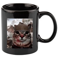 Thousand Yard Stare Funny Soldier Cat Meme In Battlefield 11oz C Handle Ceramic Mug
