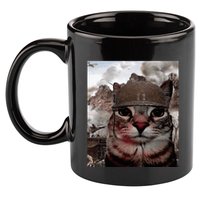 Thousand Yard Stare Funny Soldier Cat Meme In Battlefield 11oz C Handle Ceramic Mug