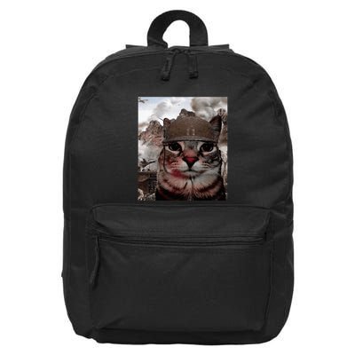Thousand Yard Stare Funny Soldier Cat Meme In Battlefield 16 in Basic Backpack