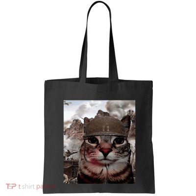 Thousand Yard Stare Funny Soldier Cat Meme In Battlefield Bag