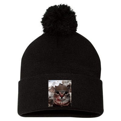 Thousand Yard Stare Funny Soldier Cat Meme In Battlefield Pom Pom 12in Knit Beanie