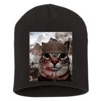 Thousand Yard Stare Funny Soldier Cat Meme In Battlefield Short Acrylic Beanie