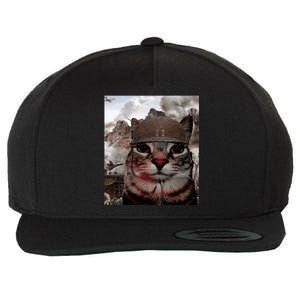 Thousand Yard Stare Funny Soldier Cat Meme In Battlefield Wool Snapback Cap