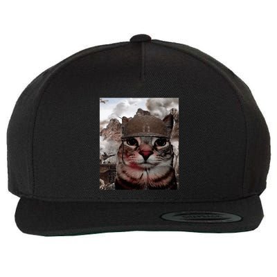 Thousand Yard Stare Funny Soldier Cat Meme In Battlefield Wool Snapback Cap