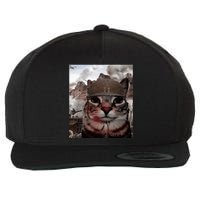 Thousand Yard Stare Funny Soldier Cat Meme In Battlefield Wool Snapback Cap