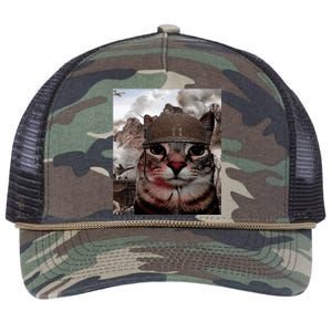 Thousand Yard Stare Funny Soldier Cat Meme In Battlefield Retro Rope Trucker Hat Cap