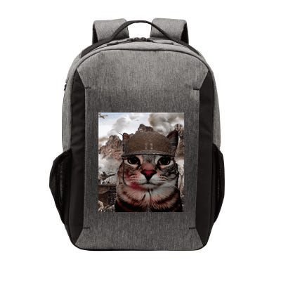 Thousand Yard Stare Funny Soldier Cat Meme In Battlefield Vector Backpack
