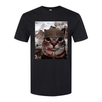 Thousand Yard Stare Funny Soldier Cat Meme In Battlefield Softstyle CVC T-Shirt