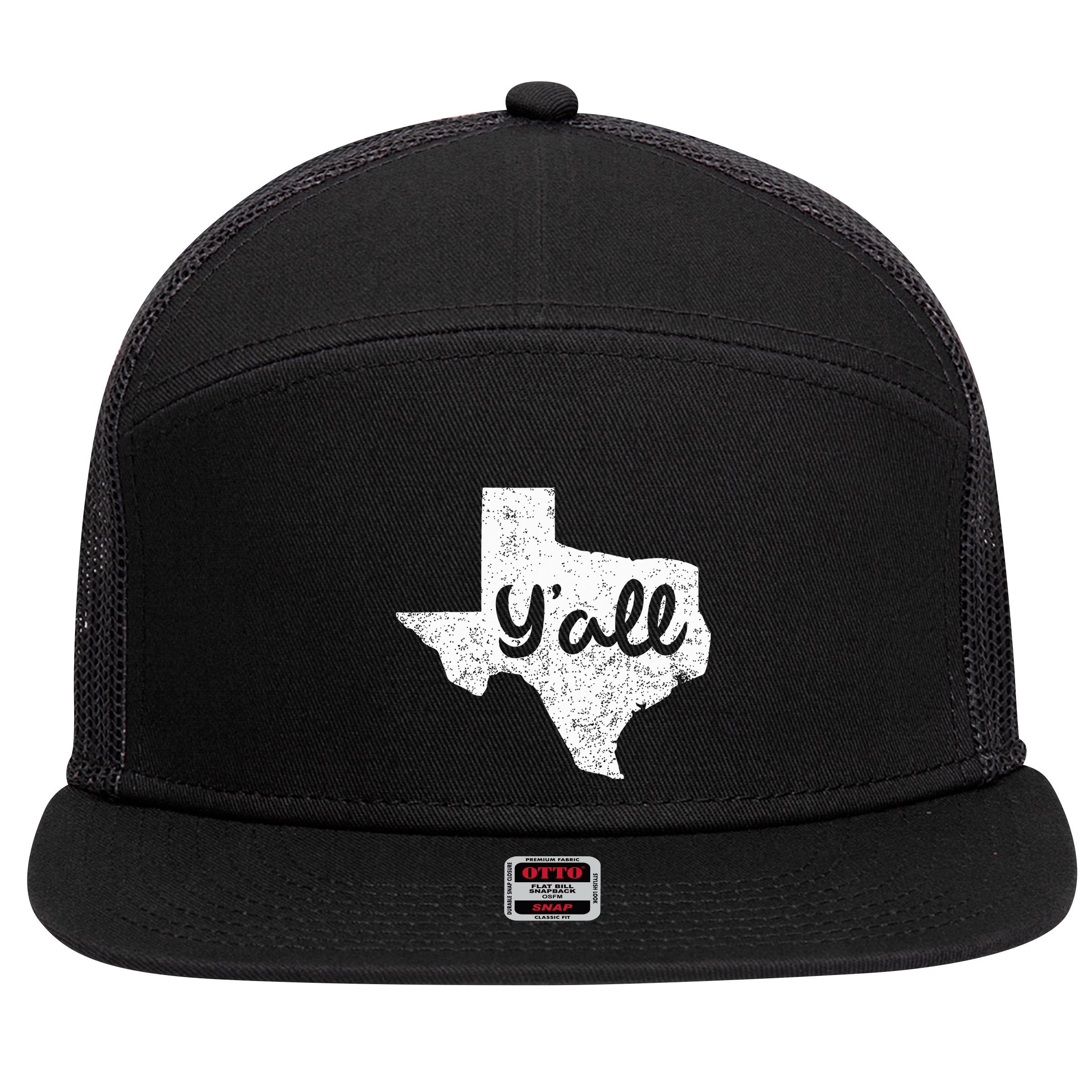 Texas YAll Southern Saying Proud Texan Quote 7 Panel Mesh Trucker Snapback Hat