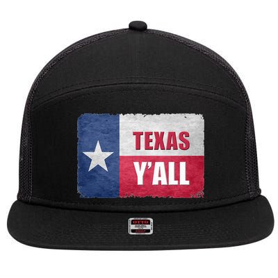 Texas YAll State Of Texas Flag 7 Panel Mesh Trucker Snapback Hat