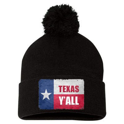 Texas YAll State Of Texas Flag Pom Pom 12in Knit Beanie