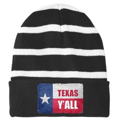 Texas YAll State Of Texas Flag Striped Beanie with Solid Band